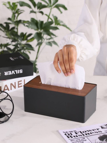 جا دستمال پلاستیکی درب چوبی