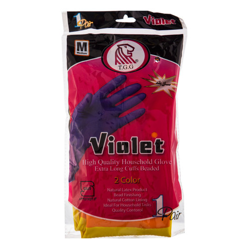 دستکش خانگی ساق کوتاه 2 رنگ ویولت L