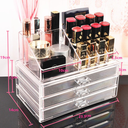 استند لوازم آرایش و باکس آرایشی کریستال 3 کشوvision plast