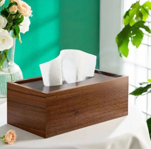 جا دستمال کاغذی تمام چوب با زیره کشویی | نگهدارنده دستمال شیک و کاربردی برای میز